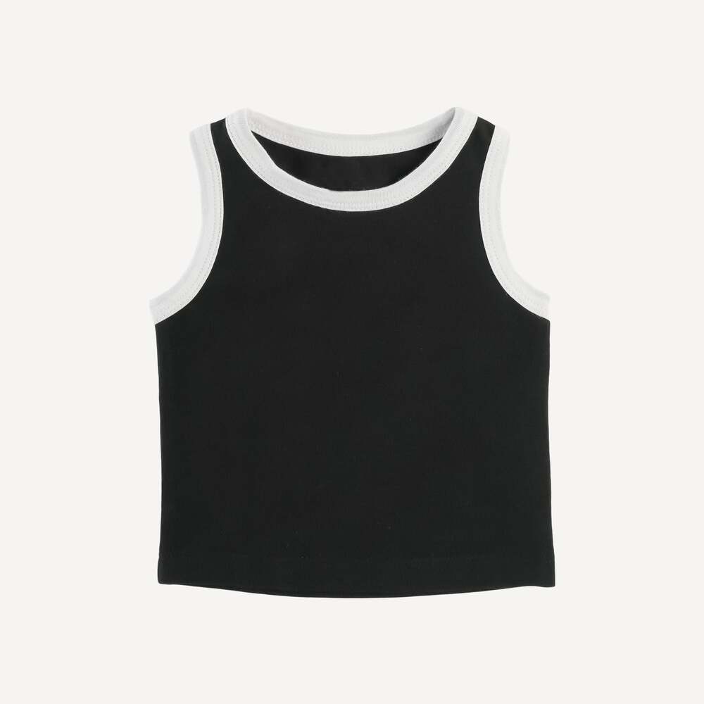 NWT Kate Quinn Black White Ringer Tank Shirt Top Size 7Y